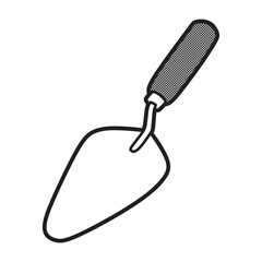 black and white triangular shovel image, simple vector