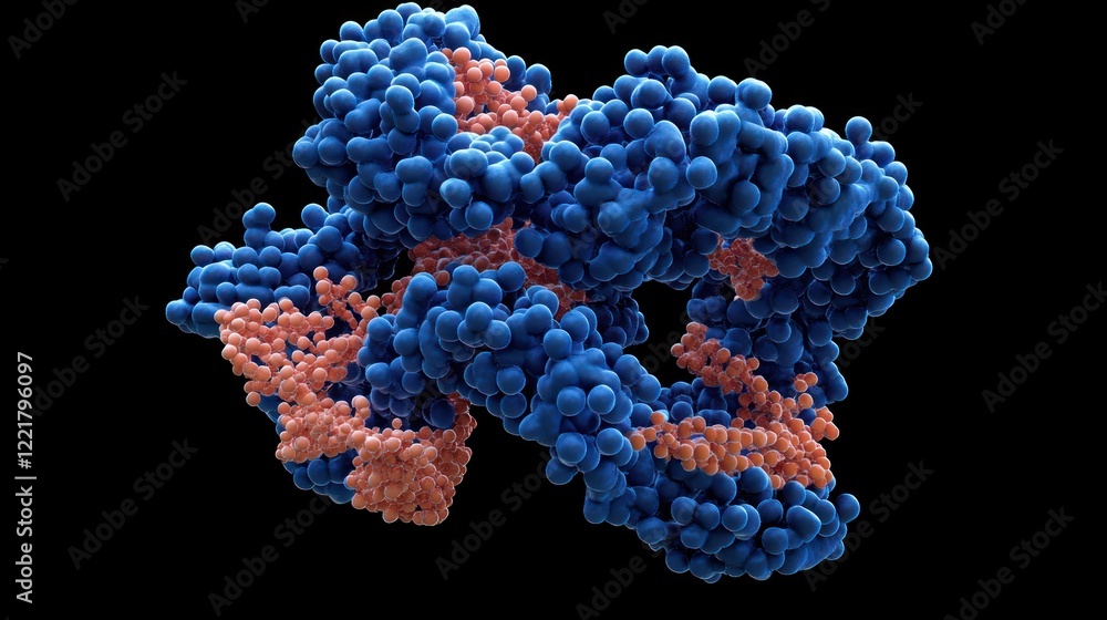 Poster microscopic 3d model of a protein complex: unveiling the intricate structure of molecular biology