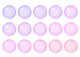 カラフルなしゃぼん玉　ピンク紫系