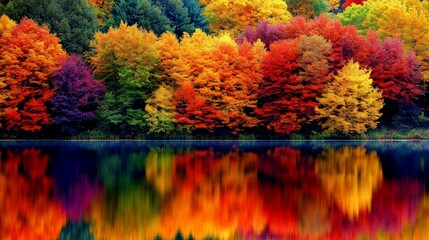 Autumnal Reflection: A Vibrant Fall Landscape