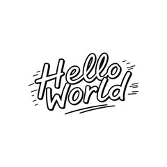 Fototapeta premium Vintage Hello World Typography for T-shirt Design Lettering for Social Media