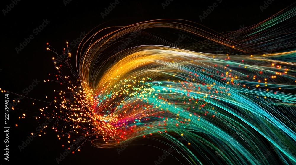 Poster light trails representing high-speed internet and connectivity