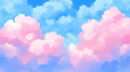 Naklejka premium Colorful clouds in blue sky, creating dreamy atmosphere