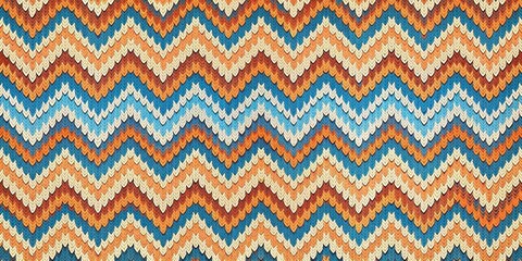 Seamless Zigzag Knit Pattern in Warm Autumnal Hues