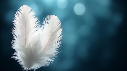 Naklejka premium Two White Feathers Against A Blue Background