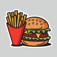 illustration of a fast food hamburger sticker for entrepreneurship