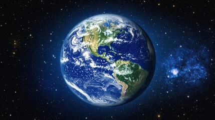 Fototapeta premium Stunning View of Earth from Space with Stars and Galaxies in Background