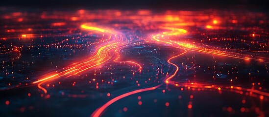 Obraz premium Abstract Cityscape at Night with Glowing Lines and Lights