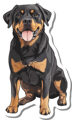 Obraz premium A Happy Rottweiler Dog Sitting Down