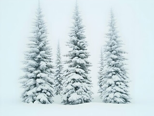 Naklejka premium Snowy trees winter landscape, serene scene