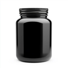 Fototapeta premium Black plastic jar with screw cap for storage