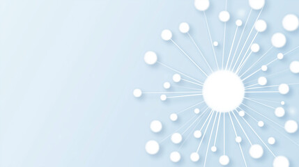 Network hub connecting nodes in a growing data system on light blue background