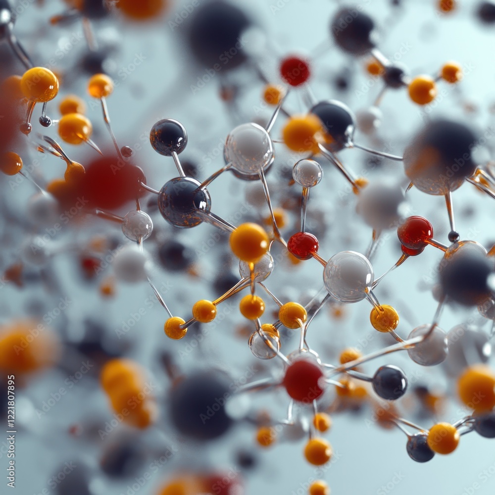 Poster abstract molecular structure: a 3d visualization of interconnected atoms
