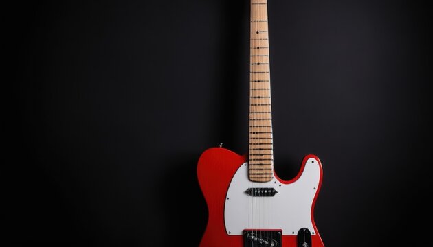 Electric guitar on black background, telecaster guitar