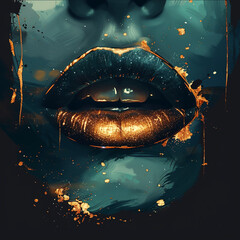 Bright lips with rainbow paint splashes creating a bold and artistic visual effect