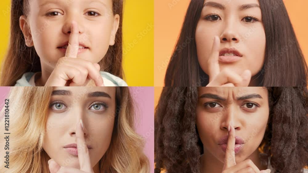 Aufkleber a collage displays four individuals showcasing various emotional gestures and expressions. their uni