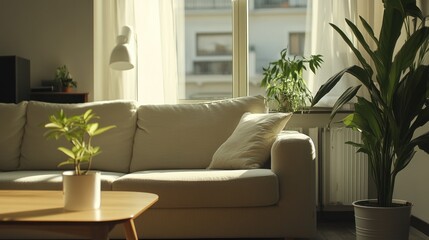 Living Room Interior with Plants