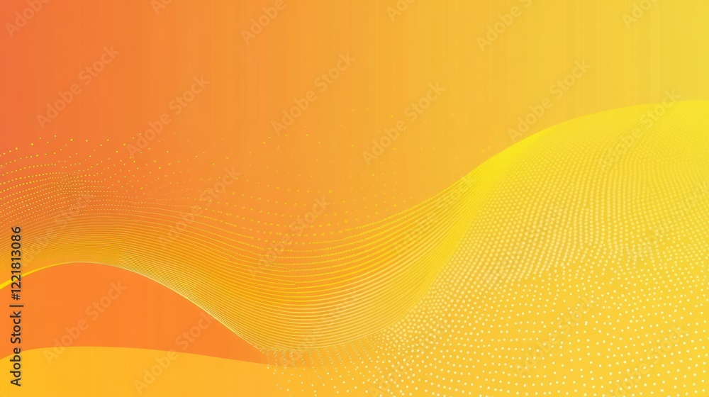 Poster abstract wavy lines on yellow orange background for web or print design