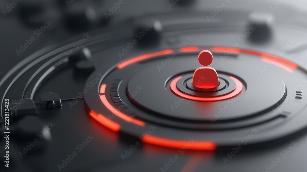 Poster vibrant red push button on a sleek black background, captivating contrast in design and functionalit