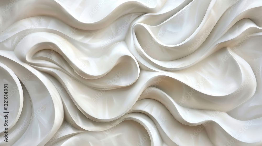 Poster elegant white fabric with flowing waves and soft textures creates serene and sophisticated atmospher