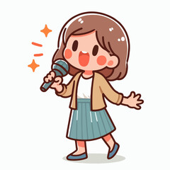cartoon vector illustration of someone singing
