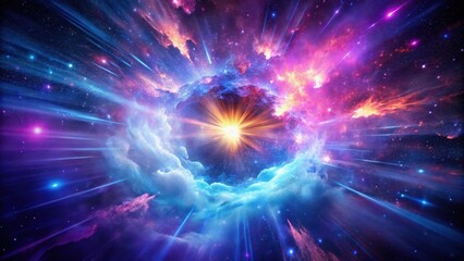 Fototapeta premium Cosmic Radiance A Celestial Explosion of Light and Color in the Vast Expanse of Space