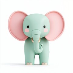 Adorable Cartoon Elephant Illustration Cute Baby Animal Pastel Colors 3D Render