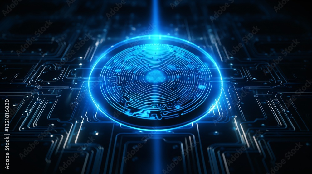 Poster futuristic digital maze interface on circuit board abstract technology background
