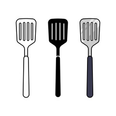 Vector Cartoon Spatula Flat Illustration