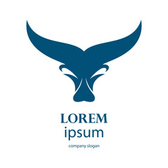 aggressive horned bull head logo design
