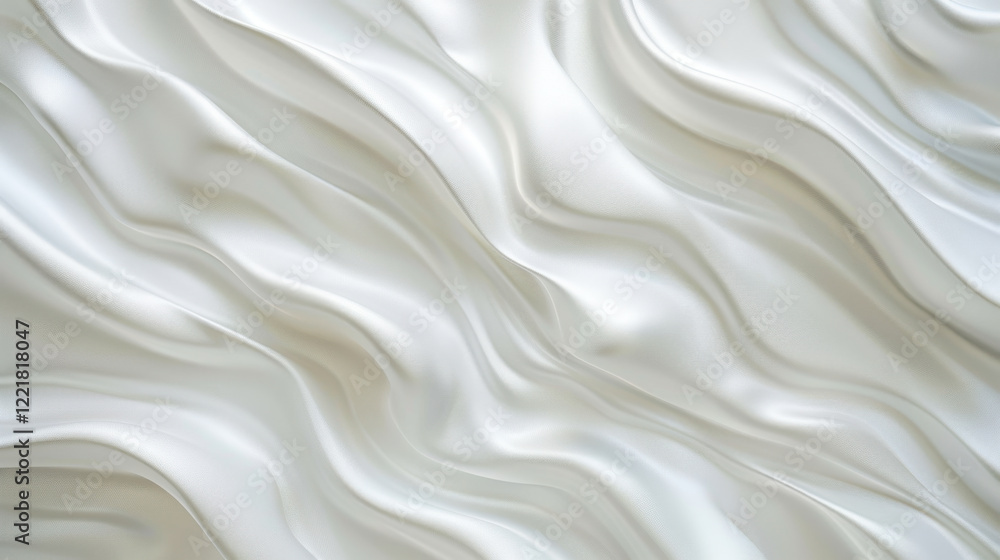 Poster smooth, flowing white fabric texture with soft waves and curves, creating elegant and serene atmosph