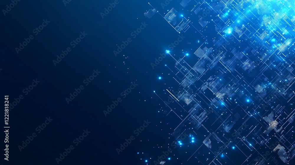 Poster abstract digital network background glowing lines and nodes technology concept
