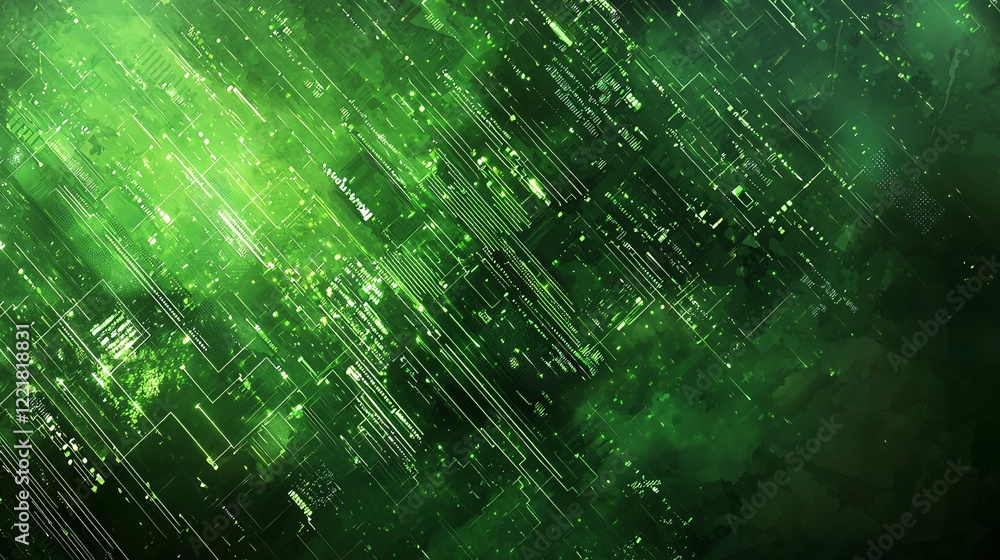 Aufkleber abstract green digital circuit board technology background futuristic tech pattern
