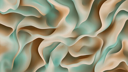 Fototapeta premium Abstract Wavy Background with Teal, Beige, and Brown Tones