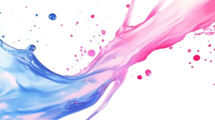 Fototapeta premium Abstract pink and blue paint splashes and splatters isolated on white background.