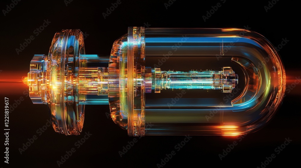 Aufkleber abstract representation of a glowing retro vacuum tube with colorful reflections, showcasing intrica