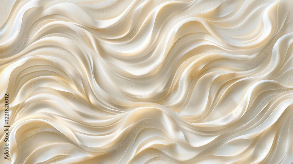 Poster soft, flowing fabric texture in cream color, creating elegant waves and depth. ideal for backgrounds