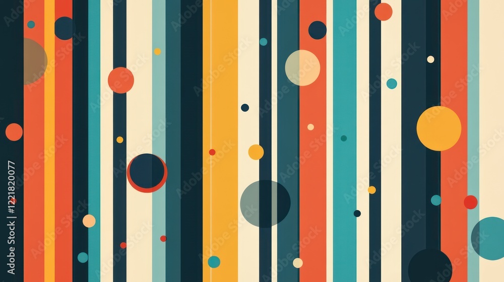 Poster colorful vertical stripes and circles graphic design abstract backdrop for digital use