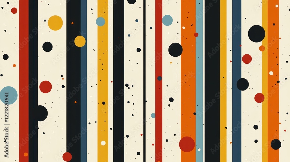 Poster colorful striped background with dots for abstract pattern and retro design