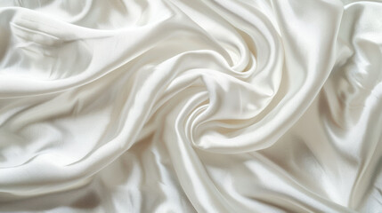 Obraz premium Luxurious white satin fabric with smooth, flowing texture, perfect for elegant designs and fashion. Ideal for draping, upholstery, and special occasions