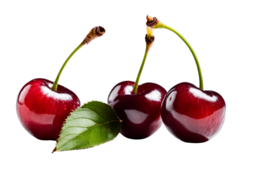 cherries isolated on transparent  background