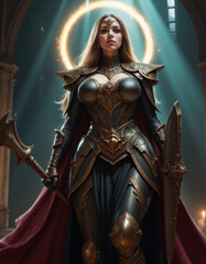 Fototapeta premium templar rpg class character female