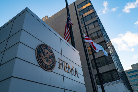 Photo of the FEMA building on a winter day. President Trump has just signed an executive order to overhaul the department and its response to emergencies.