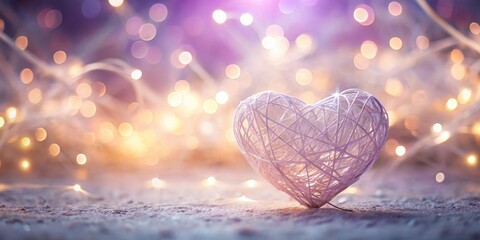 Fototapeta premium Romantic Heart Shaped String Ornament with Festive Lights