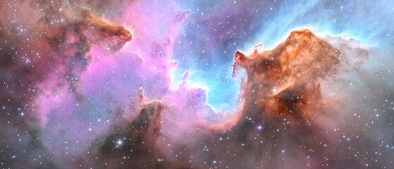 Obraz premium Cosmic nebula, star clouds, space, vibrant colors, interstellar gas.