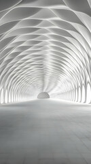 Naklejka premium White futuristic tunnel, abstract background