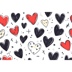 Outline doodle heart background pattern hearts vector