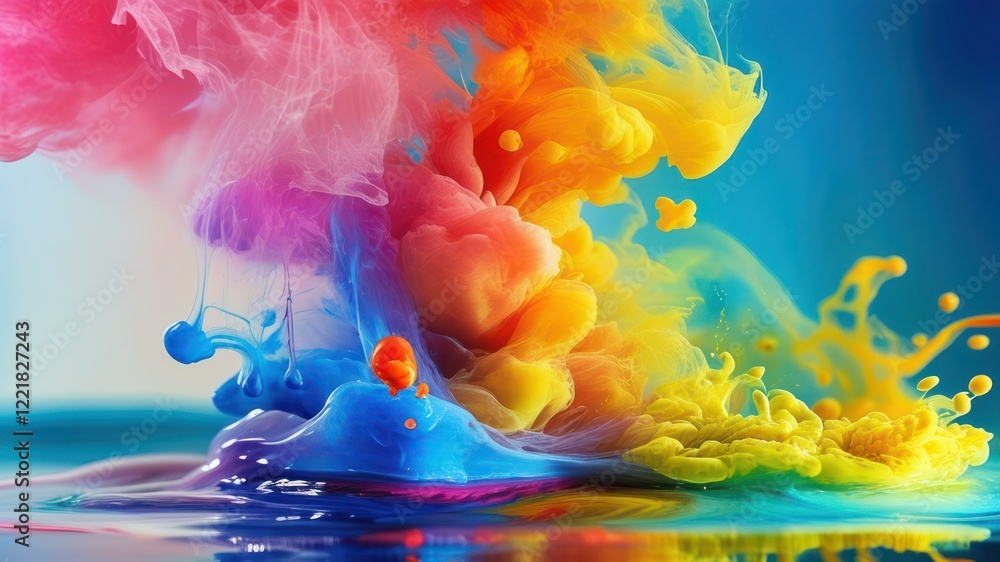 Poster vibrant splashes of color create an abstract, dynamic visual perfect for artistic and creative theme