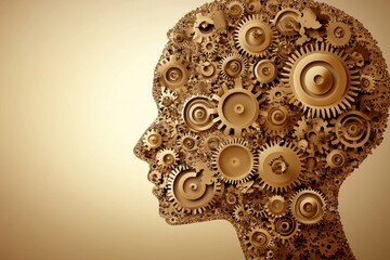 Obraz premium Human Profile with Gears and Cogs Concept
