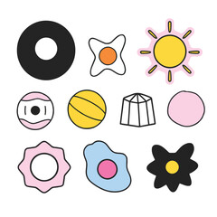 A sleek minimalist sticker pack featuring geometric shapes and abstract line art designs.